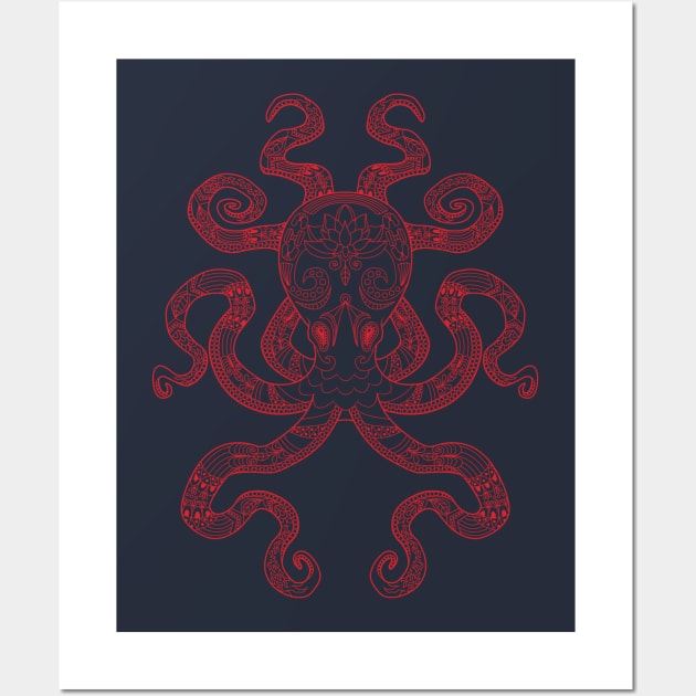 Color Me Octopus - Red Wall Art by theMeticulousWhim